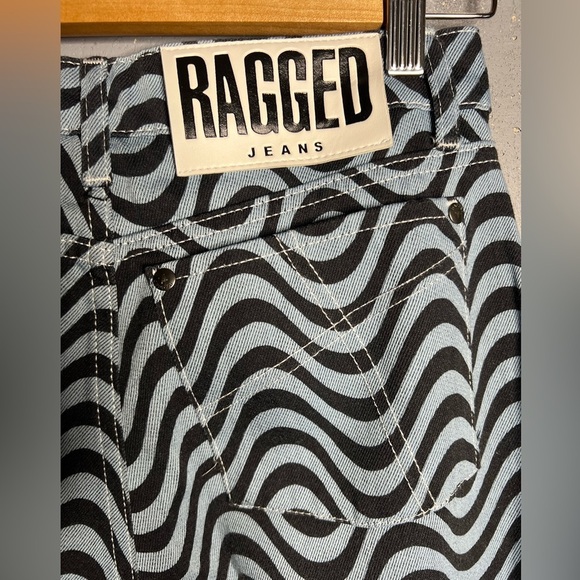 Ragged Priest Black and White Wave Dad wide leg jeans goth emo rave 26 - Picture 6 of 11